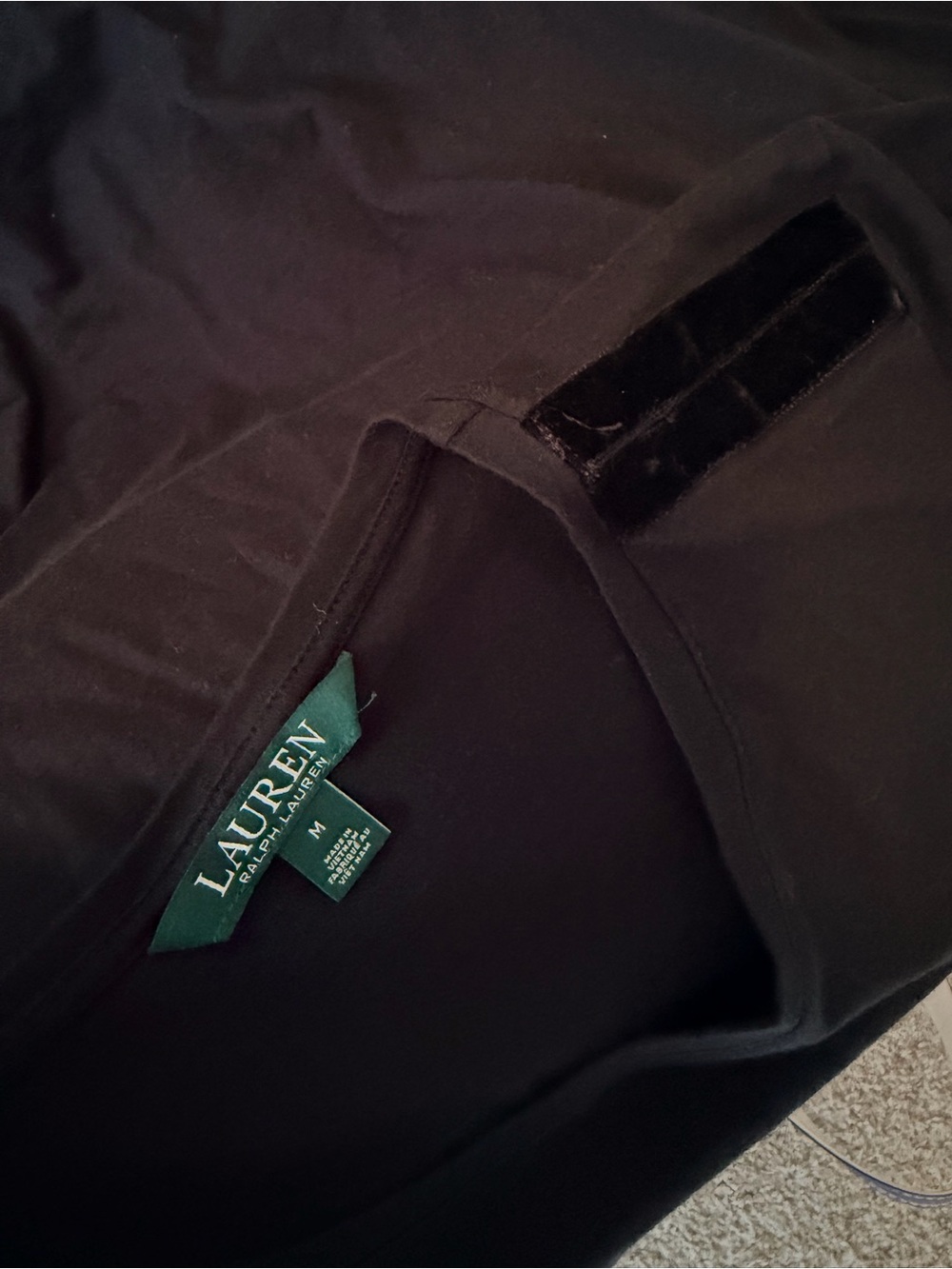 Lauren Ralph Lauren Black Long Sleeve Tee with Velvet Details - Picture 4 of 5